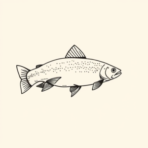 Single Line Trout Tattoo