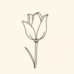 Single Line Tulip Tattoo