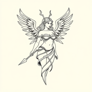 Single Line Valkyrie Tattoo