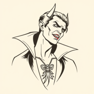 Single Line Vampire Tattoo