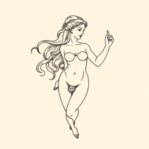 Single Line Venus Tattoo