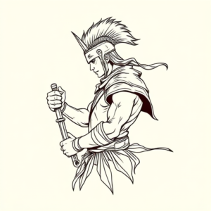 Single Line Warrior Tattoo