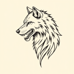 Single Line Werewolf Tattoo