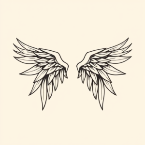 Single Line Wings Tattoo