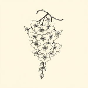 Single Line Wisteria Tattoo