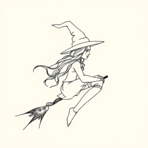 Single Line Witch Tattoo