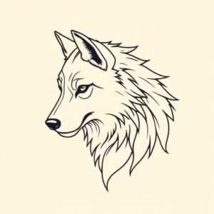 Single Line Wolf Tattoo