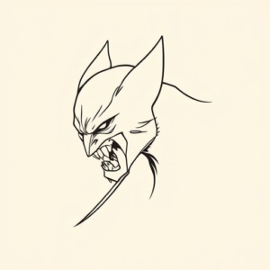 Single Line Wolverine Tattoo