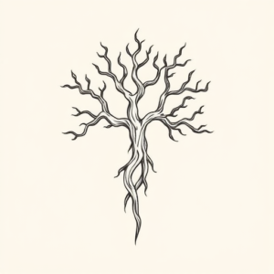Single Line Yggdrasil Tattoo