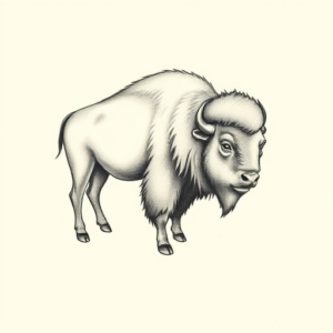 Sketch Bison Tattoo