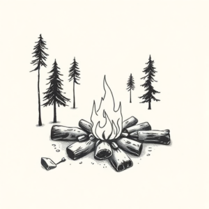 Sketch Campfire Tattoo