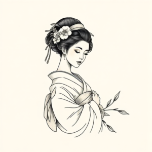 Sketch Geisha Tattoo