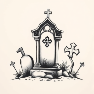 Sketch Graveyard Tattoo