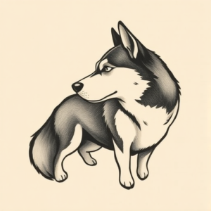 Sketch Husky Tattoo