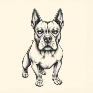 Sketch Pitbull Tattoo