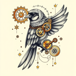 Steampunk Bird Tattoo