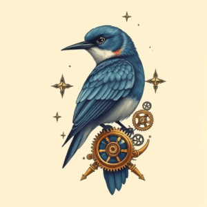 Steampunk Bluebird Tattoo