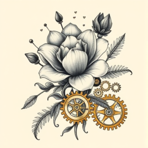 Steampunk Botanical Tattoo
