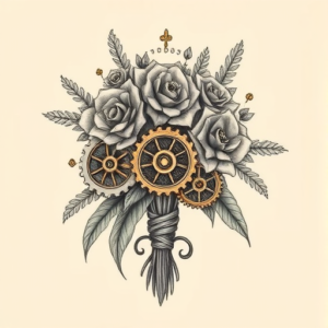 Steampunk Bouquet Tattoo