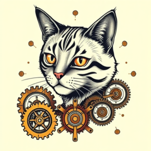 Steampunk Cat Tattoo