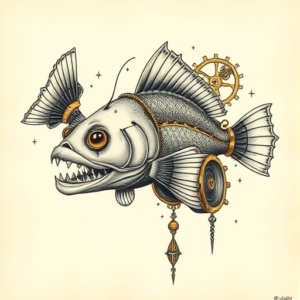 Steampunk Catfish Tattoo