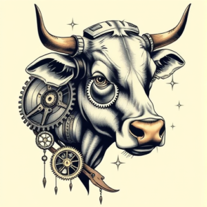 Steampunk Cow Tattoo