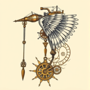 Steampunk Crane Tattoo