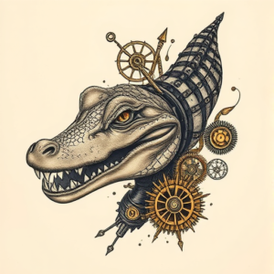 Steampunk Crocodile Tattoo