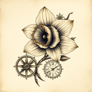 Steampunk Daffodil Tattoo