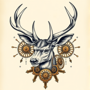 Steampunk Deer Tattoo