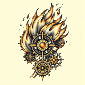 Steampunk Fire Tattoo