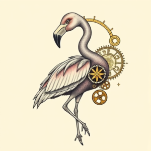Steampunk Flamingo Tattoo