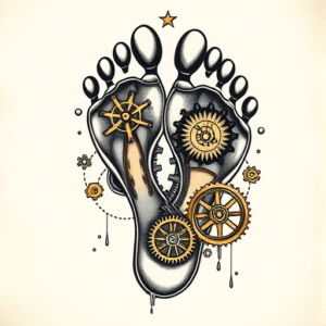 Steampunk Footprint Tattoo
