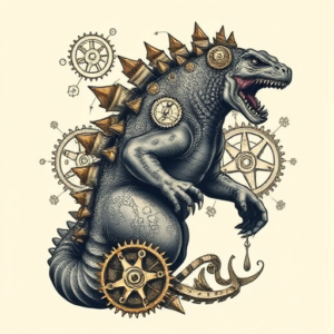 Steampunk Godzilla Tattoo