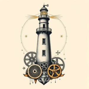 Steampunk Lighthouse Tattoo