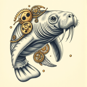 Steampunk Manatee Tattoo