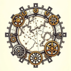 Steampunk Map Tattoo