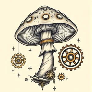 Steampunk Mushroom Tattoo