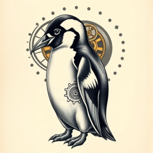 Steampunk Penguin Tattoo
