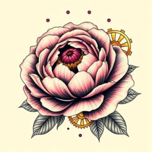 Steampunk Peony Tattoo