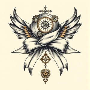 Steampunk Ribbon Tattoo