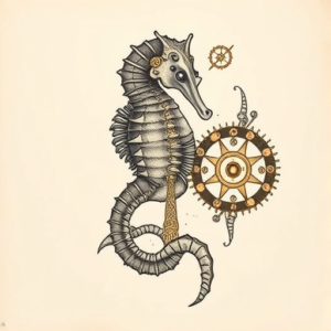 Steampunk Seahorse Tattoo