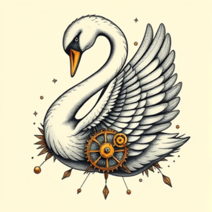 Steampunk Swan Tattoo