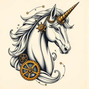 Steampunk Unicorn Tattoo