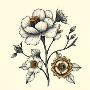 Steampunk Wildflower Tattoo