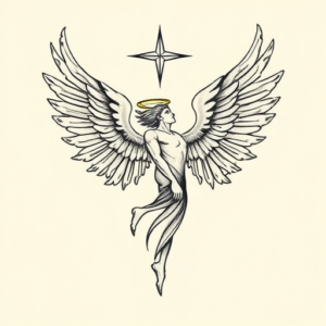 Stick-And-Poke Archangel Tattoo