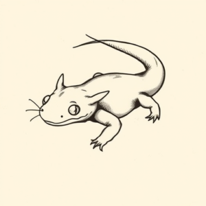 Stick-And-Poke Axolotl Tattoo