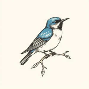 Stick-And-Poke Bluebird Tattoo