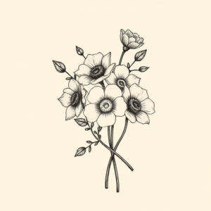 Stick-And-Poke Bouquet Tattoo