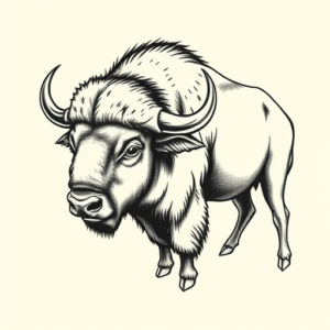 Stick-And-Poke Buffalo Tattoo